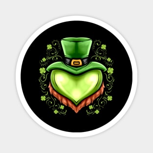 Green Heart With Hat, Beard Shamrocks On St Patricks Day Magnet